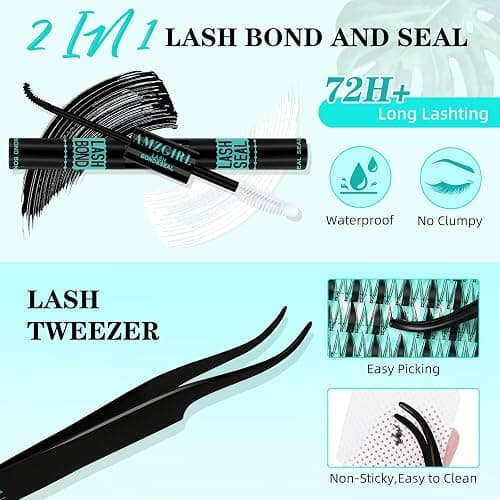 Lash Clusters Kit 168pcs Manga Lash Extension Kit Anime Cluster Lashes Natural Look with Waterproof Lash Bond and Seal Lashes Wet Look Ultra-Thin Invisible Lash Band(Autumn Leaves-Kit,D-10-18mm) thumbnail 4