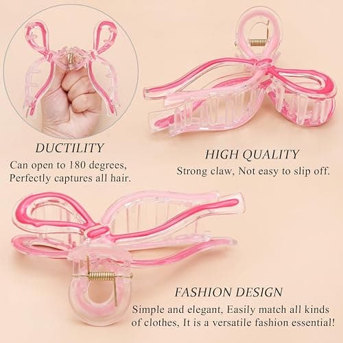 4 Pcs Bow Hair Clips Elegant Hair Claw Butterfly Hair Accessories for Girls Nonslip Butterfly Clips Hair Styling Accessories for Women thumbnail 3