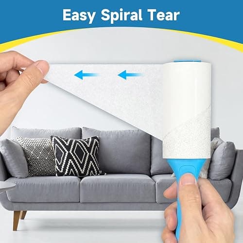 Swihauk 600 Sheets Extra Sticky Lint Rollers for Pet Hair, Easy Spiral Tear Lint Roller for Clothes with Ergonomic Handle, Multipurpose Lint Remover for Furniture, Carpet, Car Seat thumbnail 4