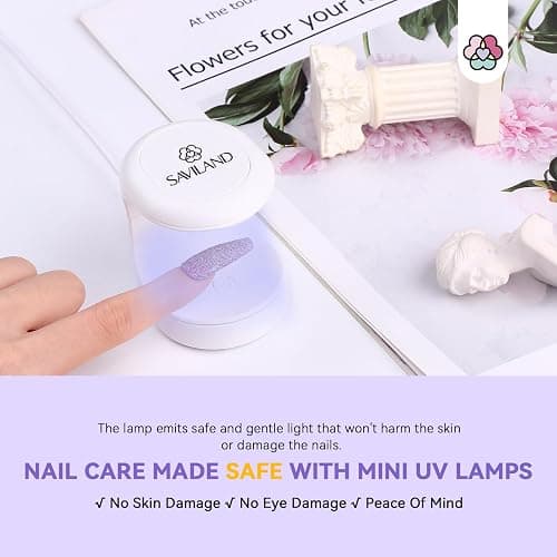 Saviland Mini UV Nail Lamp: Quick-Dry Flash Cure Lamp Gel Nail Lamp 16W Portable UV Light for Gel Nails lampara uv/led para uñas de Gel Nail Extension UV LED Lamp for Manicure Starters DIY Nail Art thumbnail 5