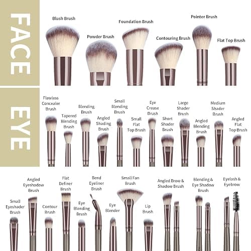 MAANGE Makeup Brush Set 51 PCS Professional Makeup Brushes Soft Foundation Powder Eyeliner Eye Shadow Makeup Brushes Set Travel Make up Brush Kit (Champagne) thumbnail 4