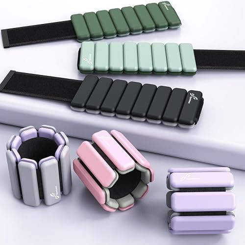 Sportneer Wrist & Ankle Weights for Women Men - 1 Pair (1 lb/2 lb Each) | Adjustable Weighted Bracelet Silicone Bangles for Yoga, Dance, Pilates, Cardio, Aerobics, Gym, Pool Exercises and Jogging thumbnail 9