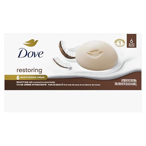 Dove Beauty Bar Soap Restoring Coconut & Cocoa Butter 6 Count for Restored Skin, Nourishes Skin 3.75 oz thumbnail 2