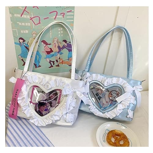 Sweet heart lace design shoulder bag ballet style drawstring messenger bag anime jk itabag bag female thumbnail 6