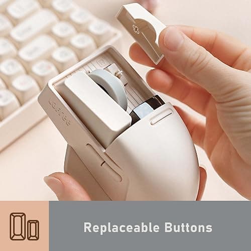 LOFREE Touch PBT Wireless Mouse with USB Receiver, Bluetooth, Wired Connection, Rechargeable, 4000 DPI with OLED Screen Compatible with Glass Surface for Mac Windows PC Notebook/Block Retro Grey thumbnail 4