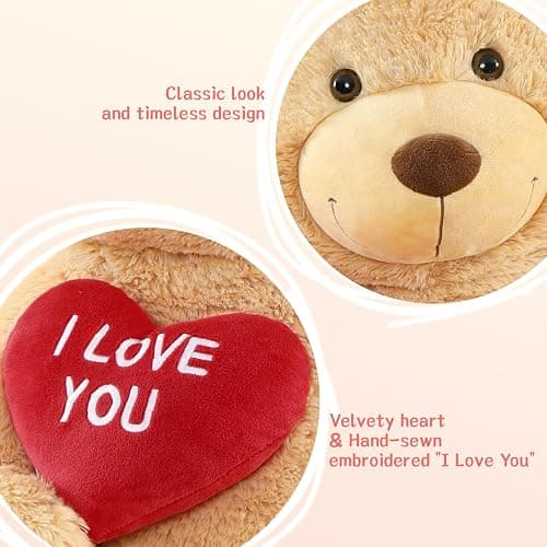 Tezituor 6ft Giant Teddy Bear with “I Love You” Red Heart, Jumbo Human Size Stuffed Animal Plush Toy, Romantic Gift for Girlfriend Wife Boyfriend, Birthday Anniversary Valentine’s Day Long Distance thumbnail 6