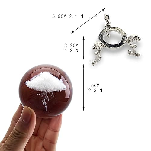 HDCRYSTALGIFTS 3D Lightning Cloud Crystal Decorative Ball Paperweight with Free Stand,60mm (2.3inch) Glass Art Engraving Sphere for Home Feng Shui Decoration Ornaments thumbnail 3