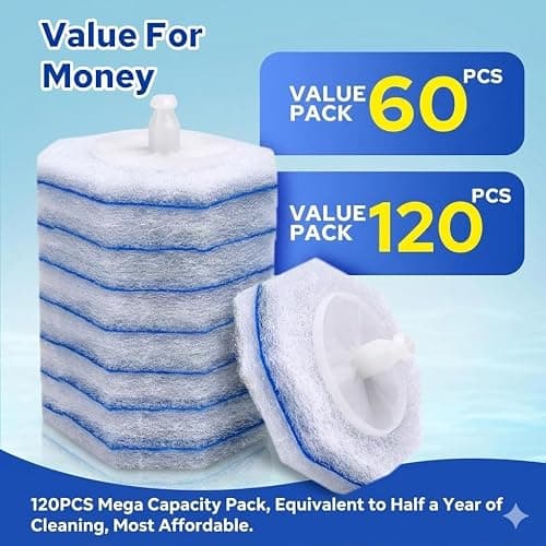 Cecailin 120pcs Disposable Toilet Brush Refills, Bulk Toilet Bowl Cleaner Refill Pads, Compatible with Most Toilet Cleaning Wands, High-Value Scrubber Replacement Heads, 120 Count thumbnail 4