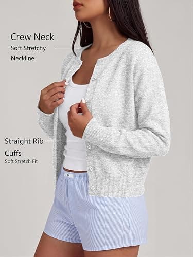 Trendy Queen Cropped Cardigan Sweaters for Women Fall Fashion Clothes 2026 | Lightweight Knit Button-Down, Versatile Layering Piece for Fall, Spring & Office Wear thumbnail 4