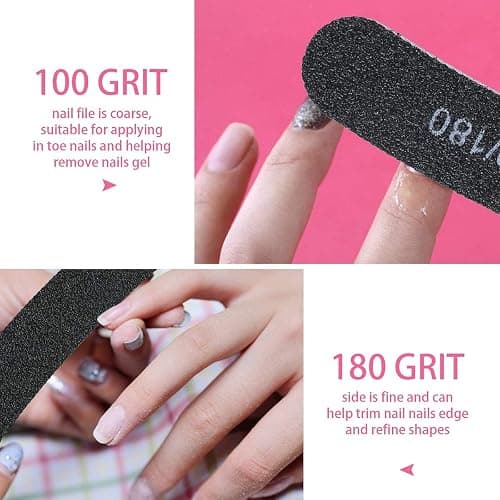 URAQT 15pcs Lime à Ongles Professionnelle, limes à ongles professionnelles double-face Grain 100/180 pour Manucure Cosmétique, Salon de Coiffure, Animaux Domestiques, Maison thumbnail 3