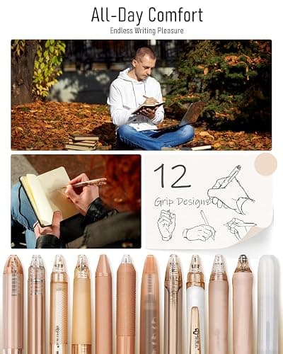 Four Candies Moor Series Gel Pens, Aesthetic Black & Brown Ink Pens with 0.5 mm Fine Point, Boho School Office Supplies Neutral Beige Desk Accessories, Set of 12 thumbnail 6