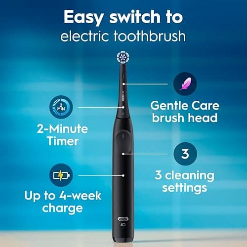 Oral-B Rechargeable Electric Toothbrush, iO Limited Simple Clean, 3 Cleaning Modes, Automatic Pressure Sensor to Protect Gums, Travel Case, Night Black thumbnail 3