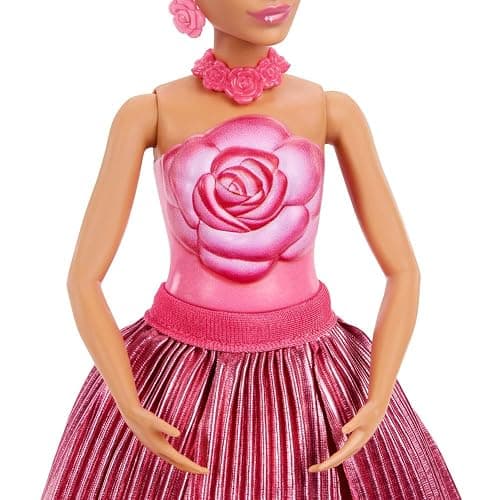 Barbie Petal Pop Scented Doll with Rose Dress & Accessories, Bouquet Reveal with Pet Bunny & Surprises Like Watering Can, Necklace & Earrings​​​ thumbnail 5
