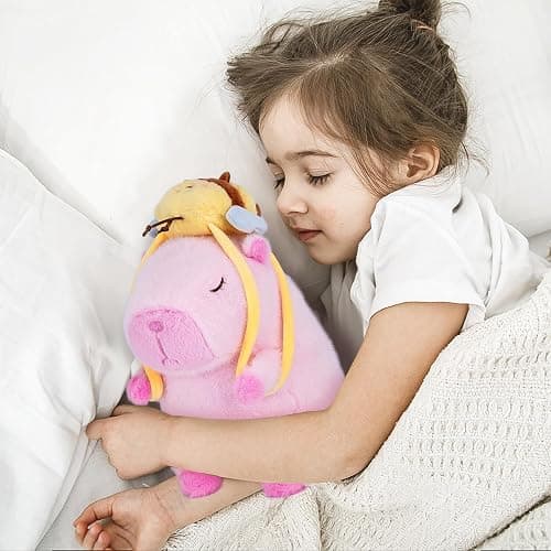 CHDBLOCK Capybara Plush Toy - 9 Inch Kawaii Capibara Stuffed Animal with Bee Backpack, Cute Pink Capybara Plushie Doll Pillow for Kids and Adults thumbnail 6