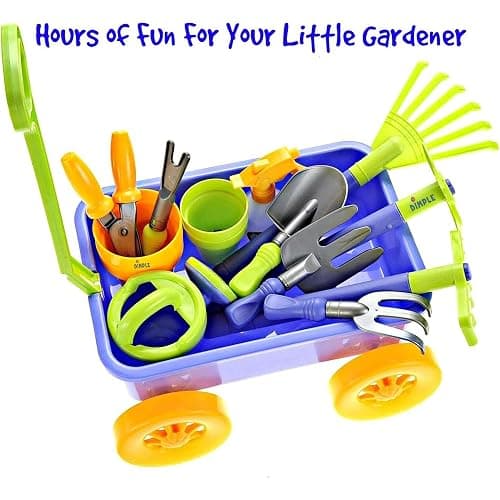 Dimple Garden Wagon & Tools Toy Set Premium 15 Pcs Kids Gardening Tools & Wagon Toy Set - Sturdy & Durable - Top Yd, Beach, Sand, Garden Play Set - Great for Kids & Toddlers thumbnail 4
