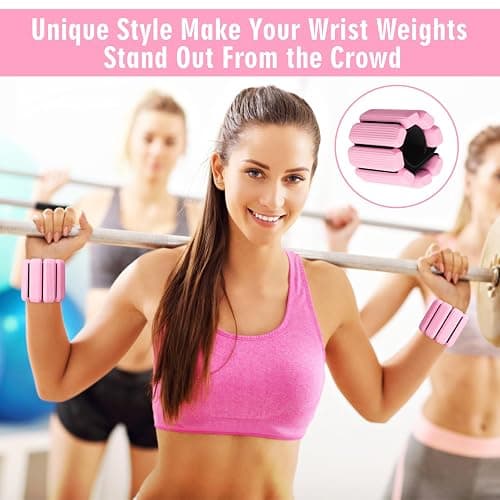 MESUADESI Wrist Weights Set of 2, Wearable Wrist Ankle Weights for Women & Men, Silicone Weighted Bangles Adjustable Arm and Leg Weights for Walking Yoga Pilates Running Dance Gym 2lb thumbnail 2