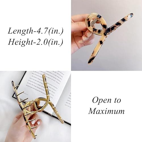 Big Hair Claw Clips Butterfly Hair Clips for Women 4.7" Large Acetate Metal Hair Claw Clip for Girls Hair Accessories for Long Thick Hair (Light leopard) thumbnail 4