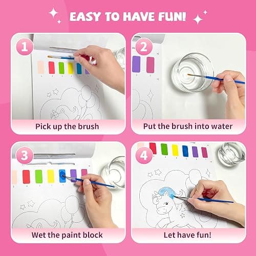 3PCS Paint With Water Books for Kids 20 Page Each,Unicorn Mermaid & Dinosaur Watercolor Paint Book Set for Kid,Toddlers Color Coloring Painting Drawing Set,Mess Free Toys Gifts for Kid Age 3 4 5 6 7 8 thumbnail 7