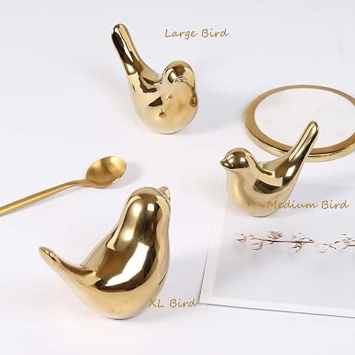 FANTESTICRYAN Small Birds Statues Gold Home Decor Modern Style Figurine Decorative Ornaments for Living Room, Bedroom, Office Desktop, Cabinets thumbnail 5