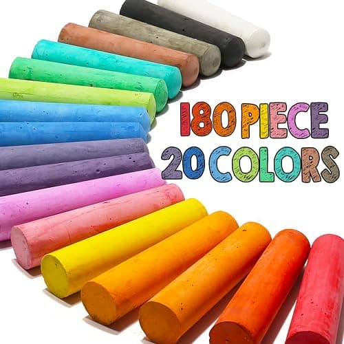 180 Pack Washable Sidewalk Chalk for Kid, 20 Colors Non-Toxic Jumbo Chalk Paint Bulk for Summer Outdoor Activity, Playground, School Classroom Chalkboard, Chalk Party Favors Set for Toddler Kids Adult thumbnail 4