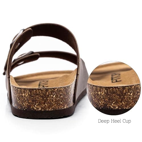 FITORY Mens Sandals, Arch Support Slides with Adjustable Buckle Straps and Cork Footbed thumbnail 5