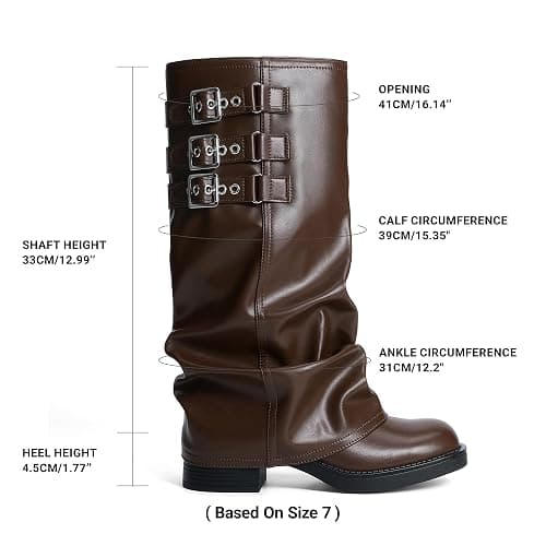 DREAM PAIRS Fold-over Knee High Fashion Boots for Women | Adjustable Buckle,Low Chunky Heel,Comfort Slouchy Boots,Festival Party Going Out Looks,Long Tall Fashion Casual Boots thumbnail 4