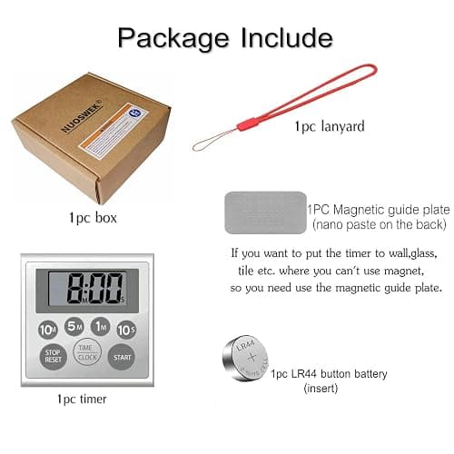 NUOSWEK Digital Timer Waterproof Shower Timer Shower Clock Bathroom Kitchen Timer with Strong Magnet and Large LCD Display (Waterproof 7 Key) thumbnail 7
