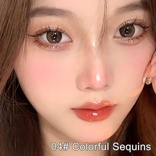 Erinde Liquid Glitter Eyeshadow Eyeliner, Korean Makeup Bling Under Eye Shadow, Shimmer Metallic, Lightweight Waterproof Long Wearing, Loose Glue for Sparkly Crystals Eye Makeup, Colorful Sequins thumbnail 5