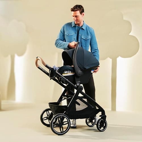 Maxi-Cosi Zelia Pro 5-in-1 Travel System with Mico Pro Infant Car Seat, Baby Stroller Combo, Reversible Seat, Large Wheels, Adjustable Handle, Newborn to Toddler, Lightweight, Caspian Caviar thumbnail 2