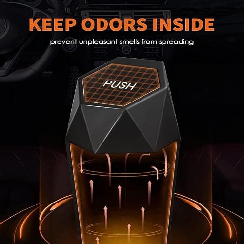 HOTOR Car Trash Can with Lid - 2 Pack, Car Accessories for Interior, Leakproof Vehicle Garbage Can with 30 Attached Trash Bags, Multipurpose Organizers and Storage for Home, Office, Black thumbnail 4