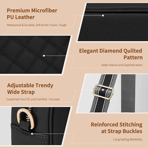 FYY Small Crossbody Bags for Women Quilted Vegan Leather Crossbody Purses for Women Travel with Adjustable Shoulder Strap thumbnail 3