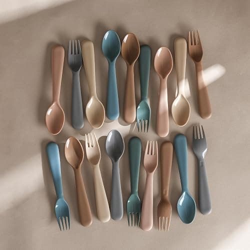 12 Pieces Toddler Utensils Set, Plastic Spoons and Forks Set for Kids, Children Safe Flatware, Plastic Reusable Cutlery, BPA Free, Dishwasher Safe thumbnail 4