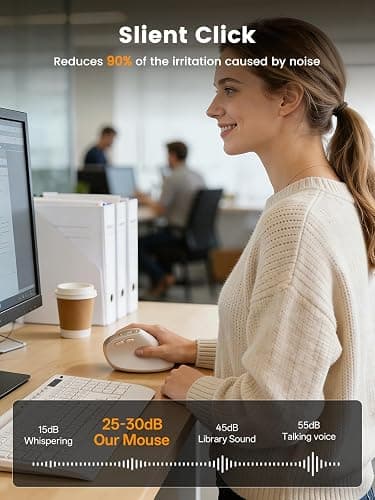 SABLUTE MAM3 Ergonomic Mouse, Rechargeable Wireless Vertical Mouse with 4 Adjustable DPI for Small/Medium Hands, Dual-Device Connectivity for Computer/PC/Laptop,Bluetooth Mouse for Window,Mac OS,Beige thumbnail 5