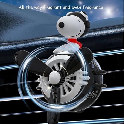 Black Dog Pilot Car Air Fresheners Cute Dog Airplane Car Diffuser Rotating Propeller Air Outlet Vent Fresheners Auto Vent Cute Air Freshener with 2 Packs Replacement Tablets Creative Car Perfume thumbnail 5