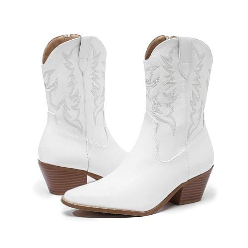 Amoji Women Western Cowboy Boots Cowgirl Mid Calf Boots Pull On D307 thumbnail 4