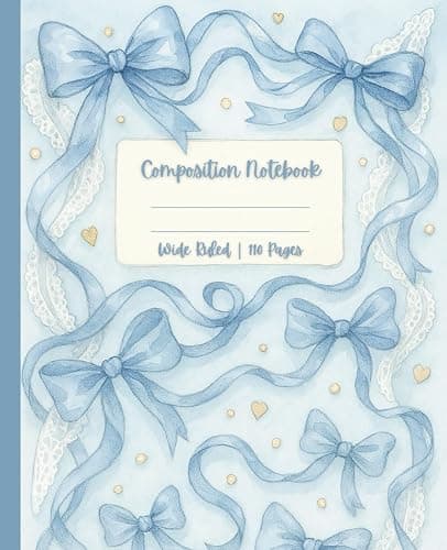 Composition Notebook Wide Ruled: Pastel Light Blue Lined Preppy Journal | Cute Girly Pretty Blue Coquette Bows Aesthetic | for Women Teen Girls | ... | Writing Diary Gift | Trendy Vintage Design - Image 1