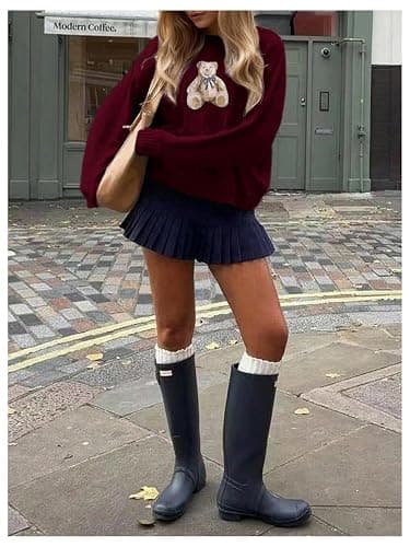 Floerns Women's Bear Long Sleeve Pullover Sweater Cute Crew Neck Knitted Tops thumbnail 4