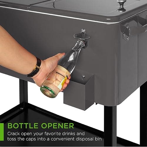 Best Choice Products 80-Quart Outdoor Steel Rolling Cooler Cart w/Ice Chest, Bottle Opener, Catch Tray, Drain Plug, Locking Wheels thumbnail 5