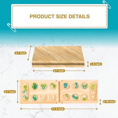 Regal Games Mancala Board Game - Fun Classic Table Game with Wooden Board for Adults & Kids - 48 Glass Mancala Beads & 2 Player Games - Ideal for Family Game Night, Travel (Ages 8+) thumbnail 2