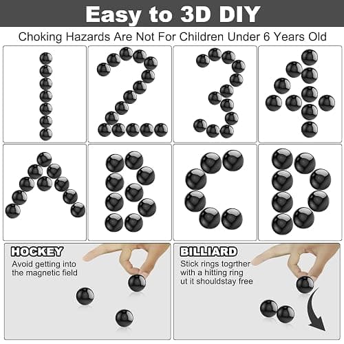 YISHIDANY 21Pcs Magnet Black Ball Fidget Toy, DIY Hematite Stones Toys for Adults, Science Kit for Anxiety Relief, Magnetic Rattle Snake Birthday Easter Gift Egg Filler Stuffer Party Favors thumbnail 5