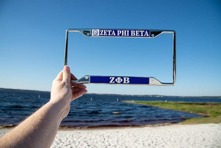 Desert Cactus Zeta Phi Beta Car Accessories Zetas ZPHIB Sorority Metal License Plate Frame and Tag Holder for Front or Rear of Car (Crest LP Frame) thumbnail 5
