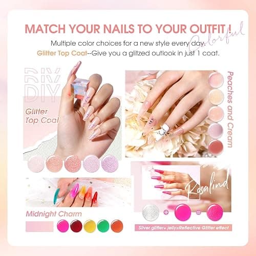 ROSALIND 30pcs Jelly Gel Polish Set, 26 Colors Translucent Nude Pink Neon Gel Nail Polish Set with Sheer Matte Glossy Glitter Effects for Nails with Base Gel Top Coat Salon DIY Home thumbnail 6