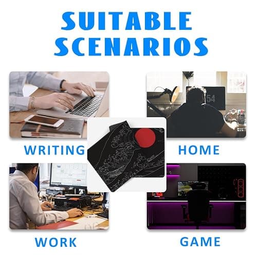 Desk Mat, Black Japanese Style Wave and Red Sun Extended Gaming Mouse Pad Large, 31.5"x11.8" Big Mouse Pad with Non-Slip Base and Stitched Edge, Long Computer Keyboard Mouse Mat for Home Office Work thumbnail 7