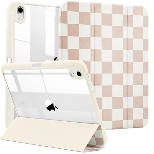 MrARTIST for iPad A16/10th Generation Case - Tablet Case Cute for Women Girls Girly Kawaii Aesthetic Preppy Kawaii Chic Cool Design for Apple Tablet Cover with Pencil Holder, Khaki Checkered - Image 1
