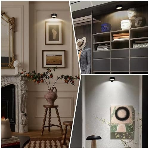 3-Pack Battery Operated Picture Light Magnetic Painting Light with 3 Lighting Modes,Remote and Dimmable Timer Art Display Light for Picture Artworking Frame Portrait,Wireless Wall Decor Puck Lights thumbnail 7
