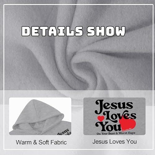 Pairxily Jesus Loves You Christian Hoodie for Women Faith Religious Fleece Sweatshirts God Sayings Long Sleeve Tops Pullover thumbnail 6