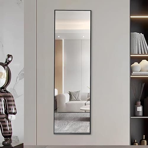 48"x13.8"Full Length Wall Mirror,Anti-Scratch Aluminium Frame,Explosion-Proof Film,High-Definition Dressing Vanity Mirror,Leaning/Hanging Long Mirror for Bedroom,Bathroom,Living Room(Black) - Image 1