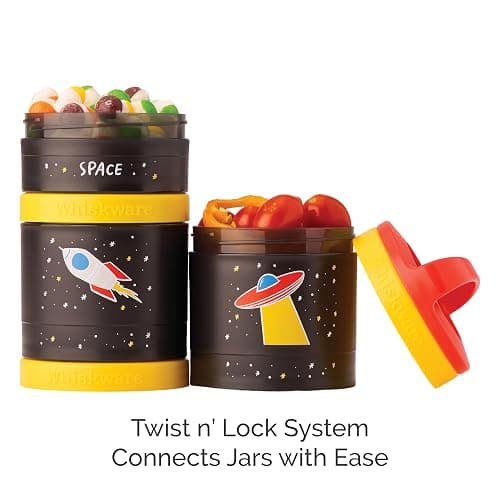 Whiskware Stackable Snack Containers for Kids and Toddlers, 3 Stackable Snack Cups for School and Travel, Space (Pack of 1) thumbnail 4