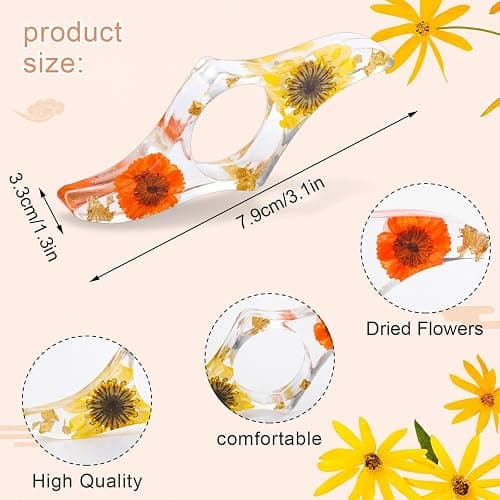 Book Lover Gifts, 2 Pcs Thumb Book Page Holder Dried Flower Resin Book Page Holder and 1 Pcs Bookmark with Tassel, Gifts for Book Lovers, Women, Kids thumbnail 3