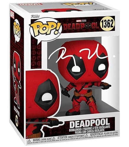 Ryan Reynolds Deadpool 3#1362 Facsimile Signed Reprint Laser Autographed Funko POP! Movies Marvel Universe Figurine with Protector Case - Image 1